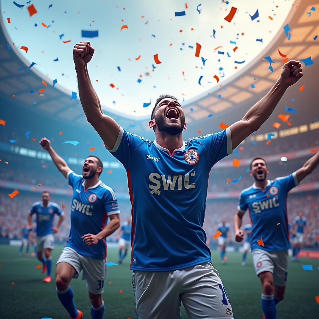 Bury FC Victory Celebration in Dreamlike Stadium