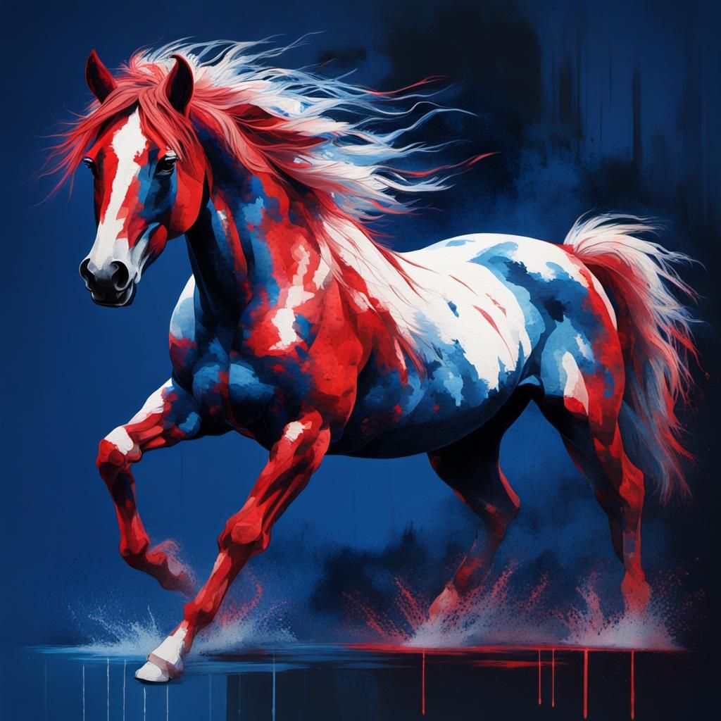 Hyperrealistic Mustang in Glitch Art Style