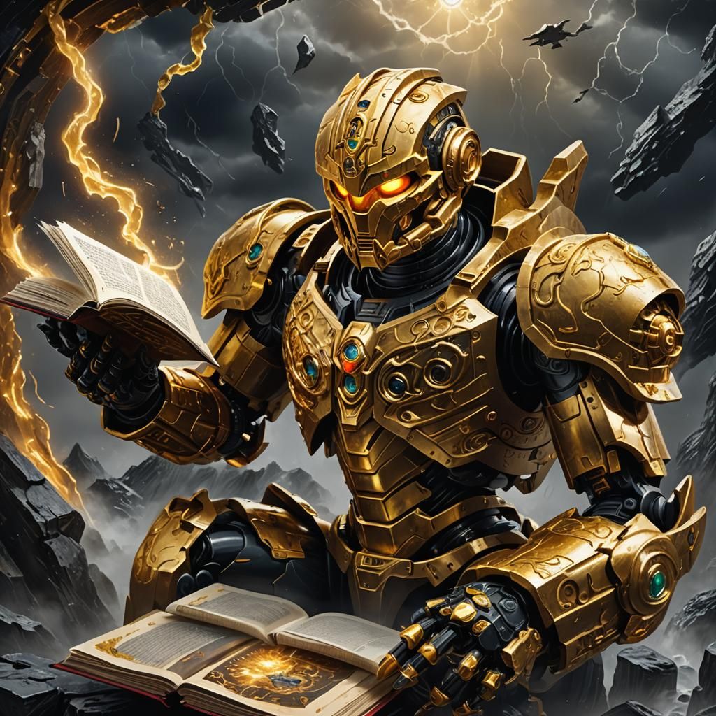 Bionicle Golem Reads Gold Libram: Fantasy Art Deco