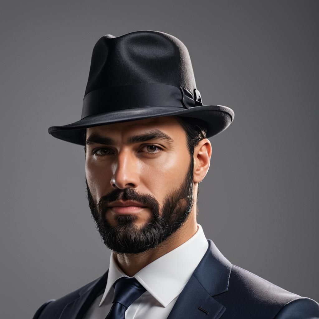 Handsome Bearded Man in Velvet Suit, Digital Art