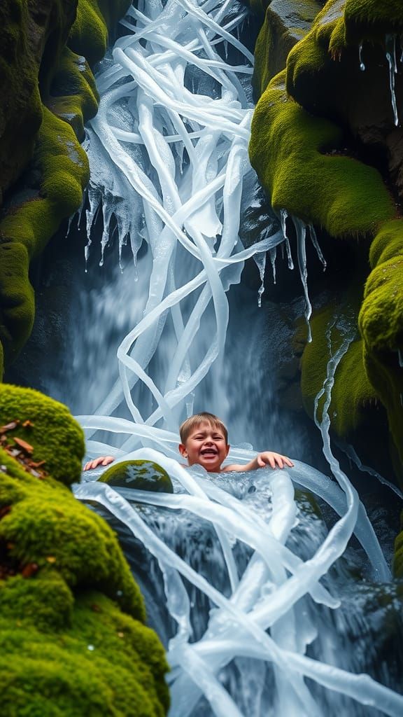 Waterfall Tears: Emotional Surrealism in Lush Landscape