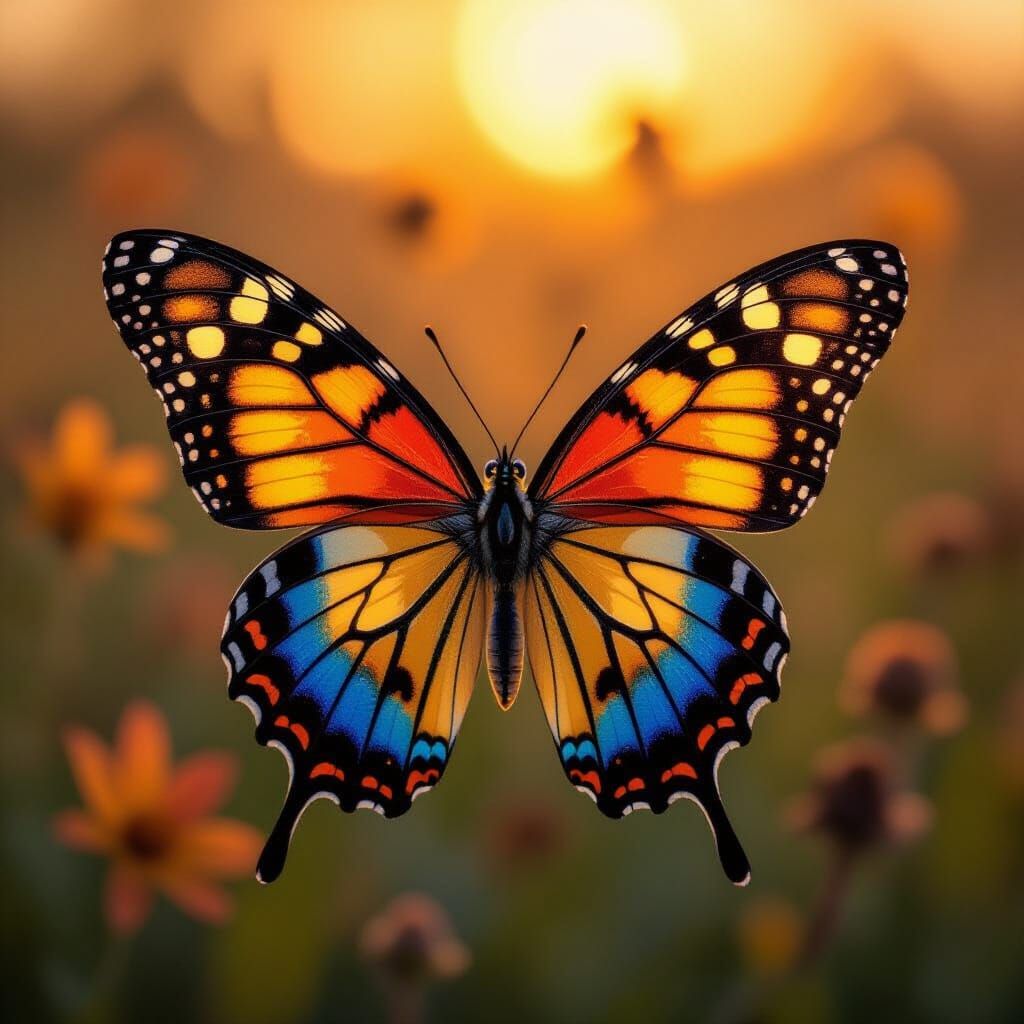 Colorful Butterfly in Autumn Scenery Concept Art