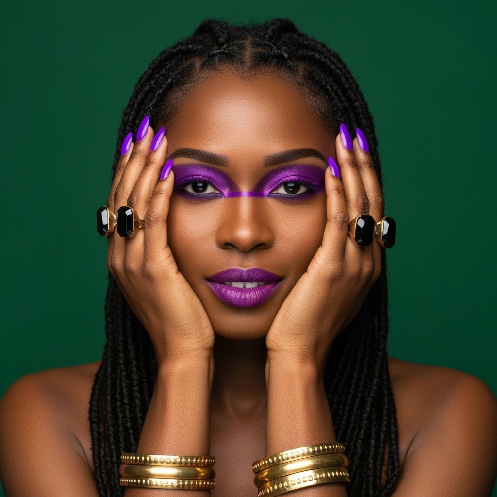 Striking Portrait of a Woman with Purple Makeup