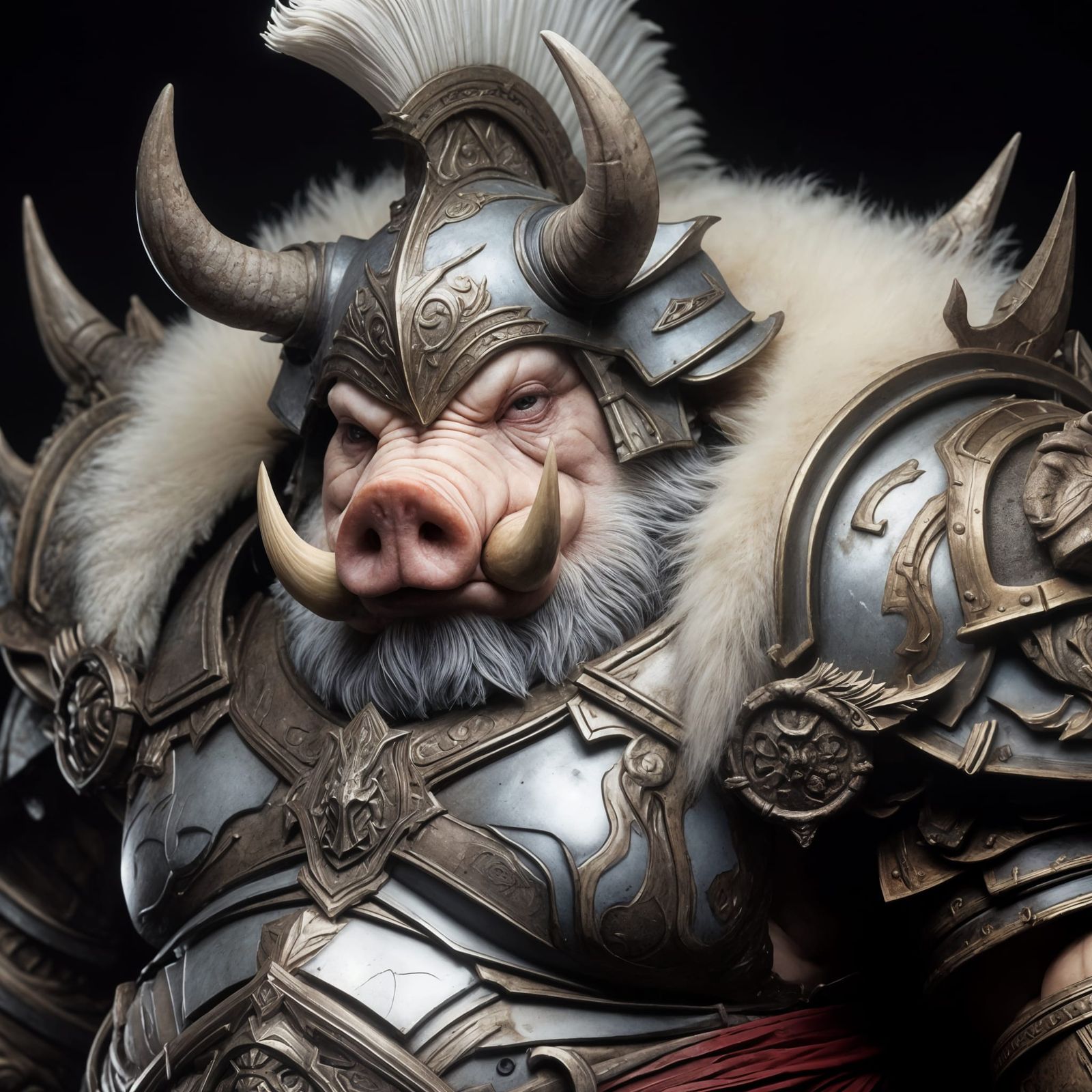 Armored Albino Pig-Warrior of Mythic Legions