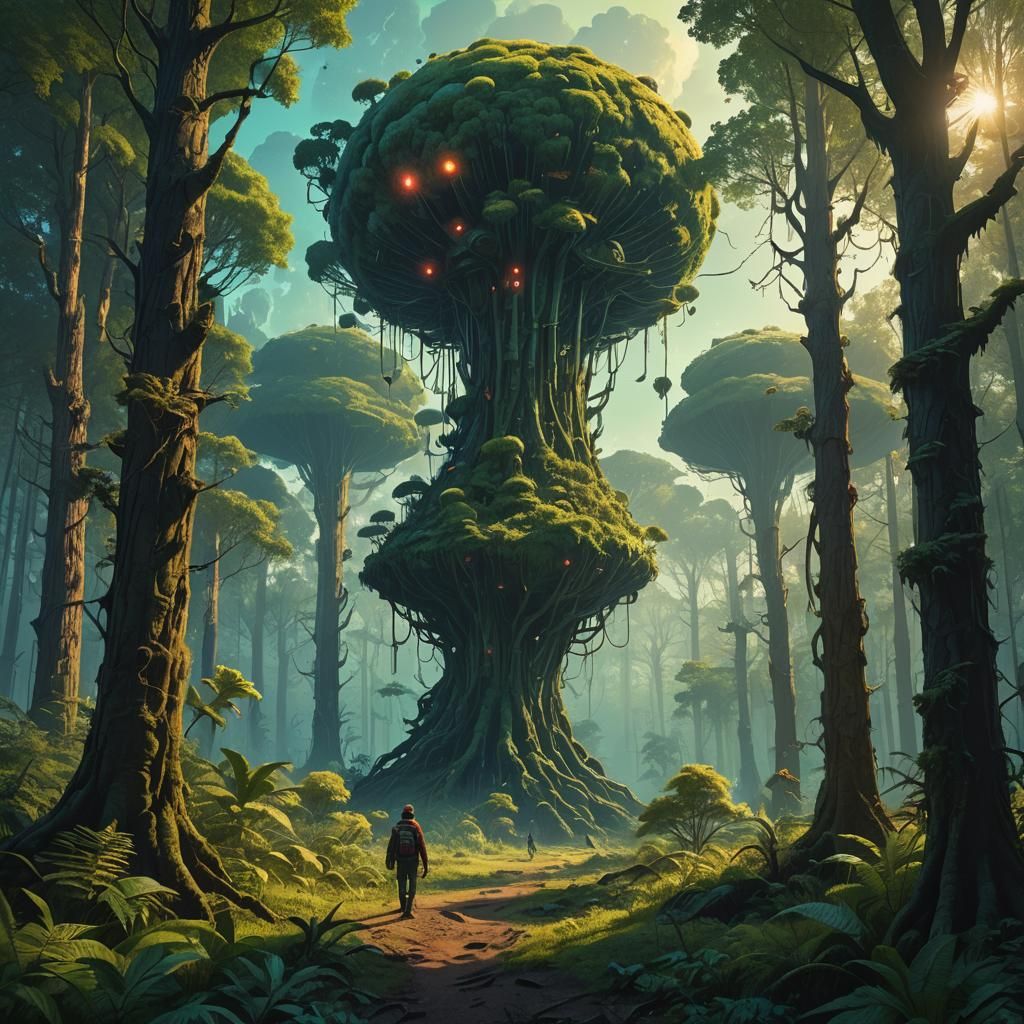 Alien Springon in a Mystical Forest Landscape