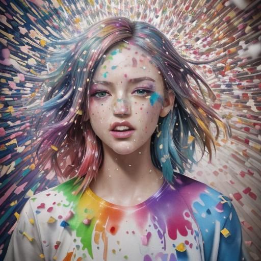 Explosion of Confetti in Hyperrealistic Splash Art