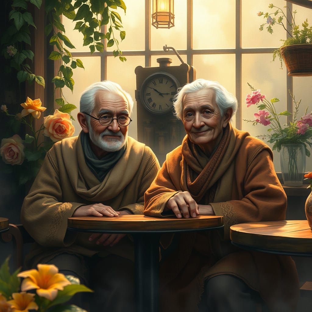 Two Friends Share a Tranquil Moment in a Cozy Cafe