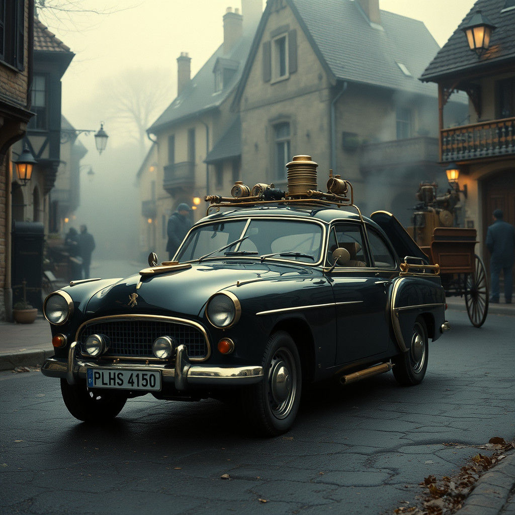 Steampunk Peugeot 405 Cruises Through French Village