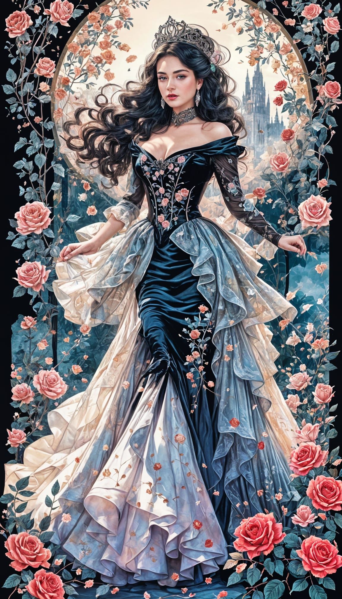 Elegant Hypermaximalist Princess Bride in Soft Colors