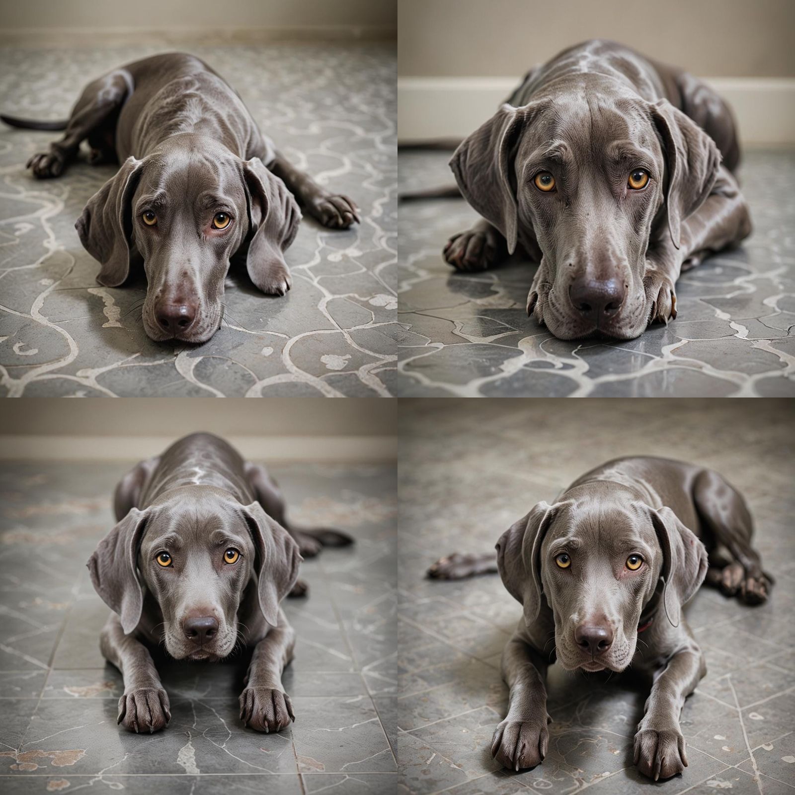 Detailed Macro Portrait of a Gray Weimaraner Dog
