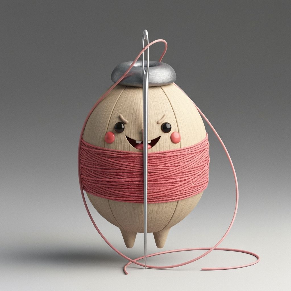 Cute Needle and Thread in 3D Anime Style