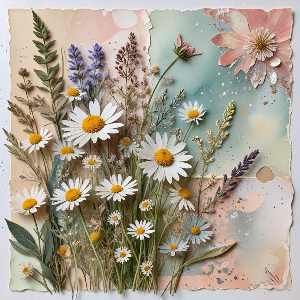 Vintage Floral Scrapbook Collage with Pastel Hues