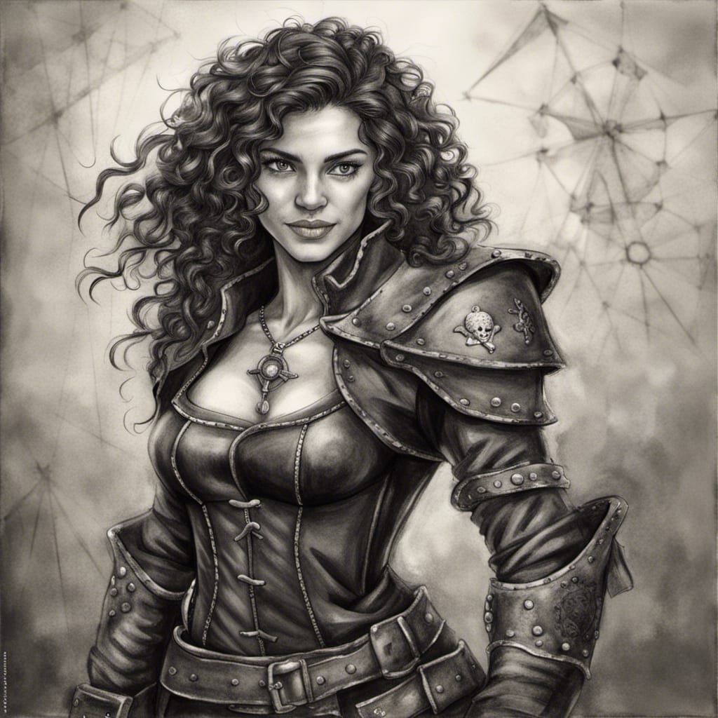 Detailed Charcoal Drawing of a Fantasy Rogue