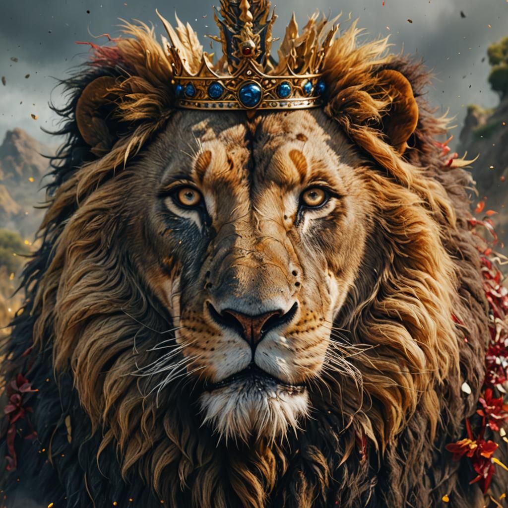 Crowned Lion of Judah: Detailed Matte Painting