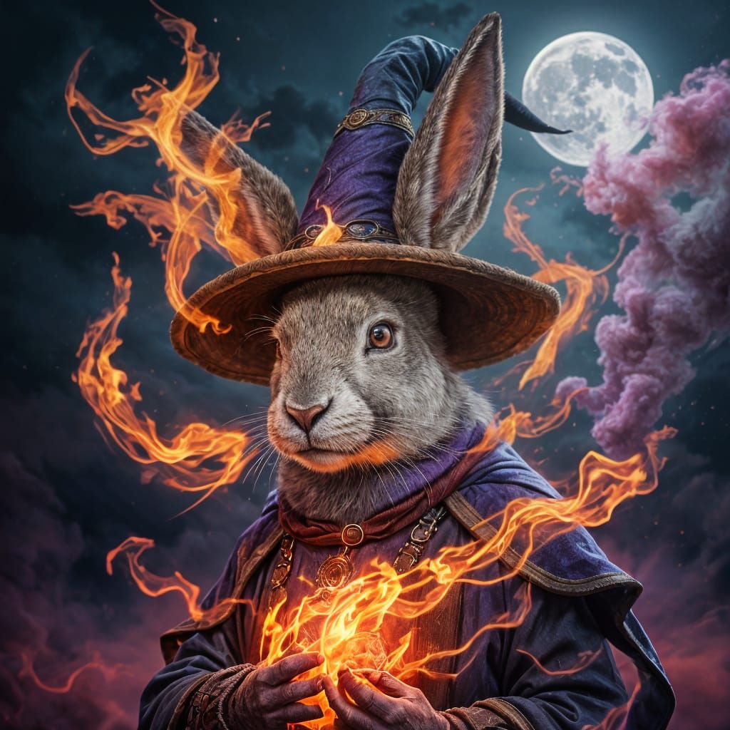Anthro Hare as Wizard in Medieval Fantasy Style