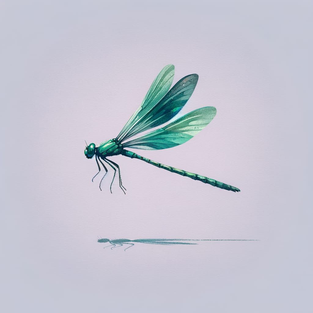 Delicate Dragonfly in Watercolor Hues