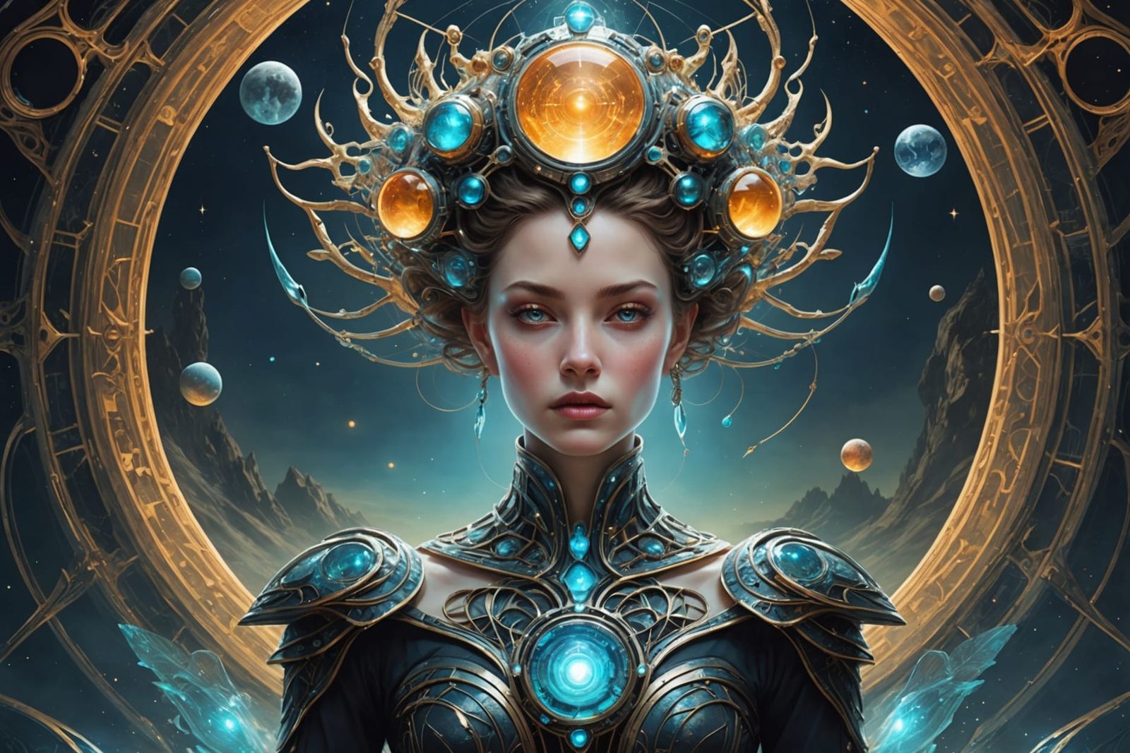 Surreal Woman in Sci-Fi Landscape, Fantastic Art