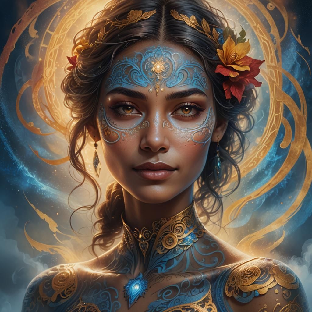 Mysterious Woman Portrait in Surreal Style