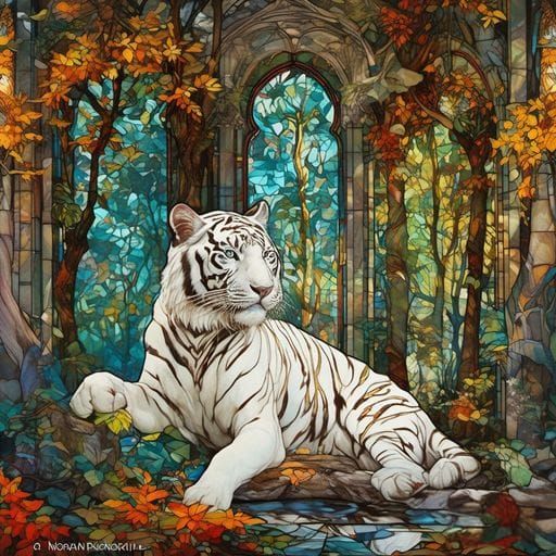 Stained Glass Tiger Art