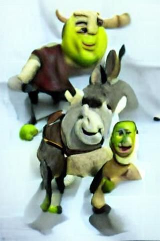 Shrek and Donkey in Claymation Style