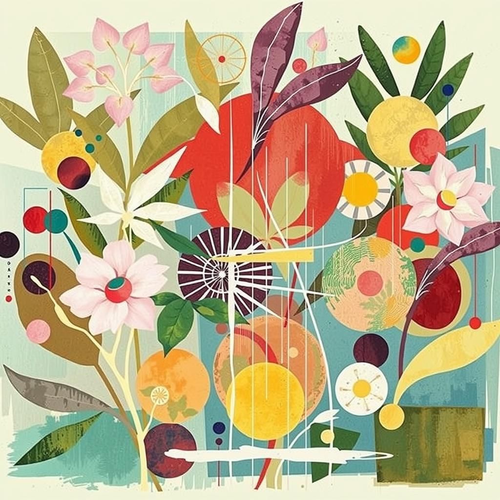 Abstract Circles in Blue and Yellow: Expressionist Compositi...