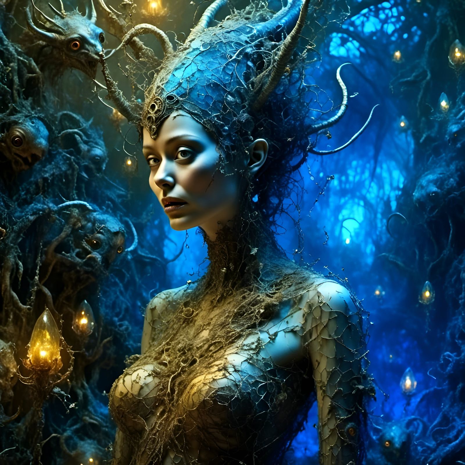 Psychedelic Devil in a Burtonesque Fantasy Forest