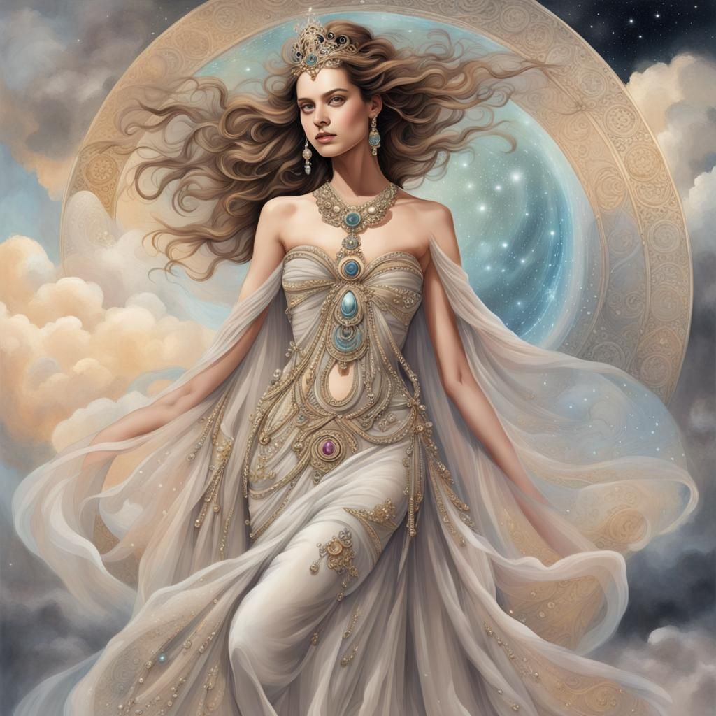 Ethereal Princess in Rococo Fashion Illustration