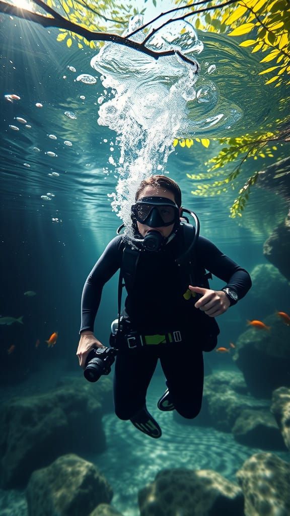 Underwater Scene in Impressionist Style