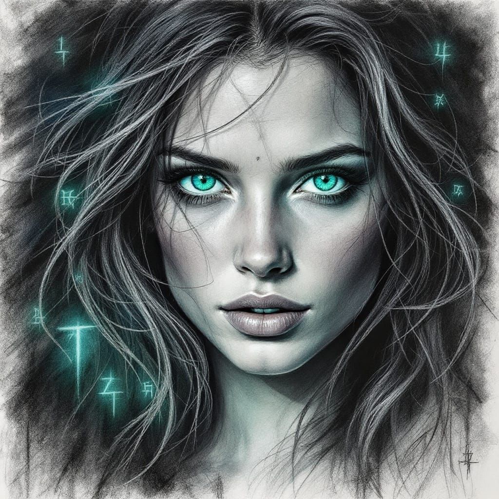 Mystical Woman in Expressionist Charcoal