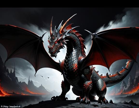 Majestic Dragon in Fantasy Sci-Fi Style