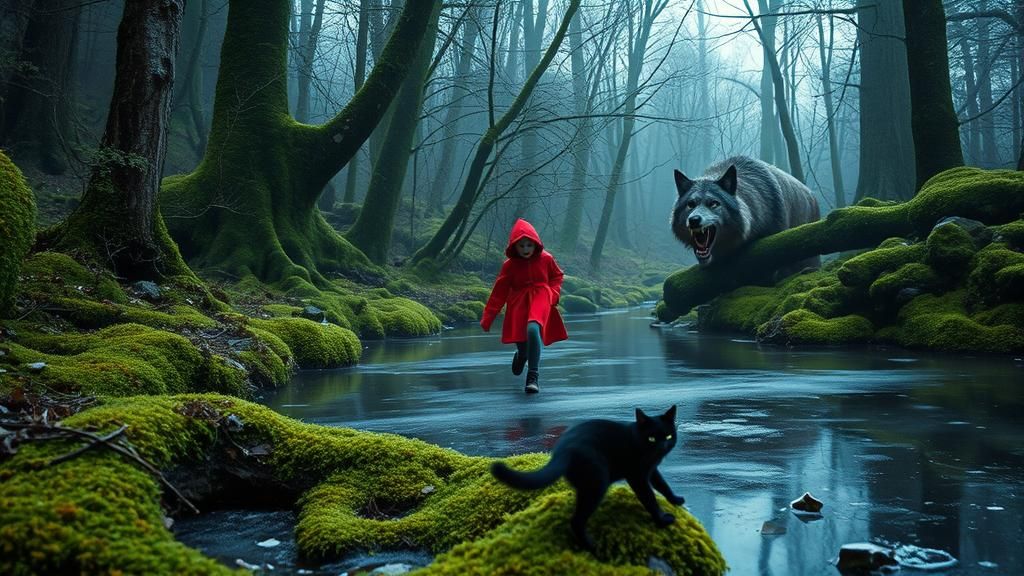 Little Red Riding Hood in Eerie Forest
