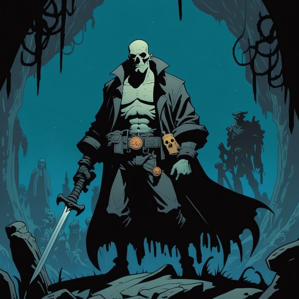 Grimdark Image with High Contrast Shadows