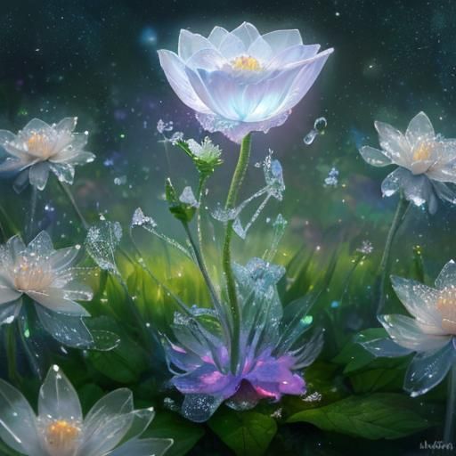 Frozen Flower with Fairy in Impressionist Style