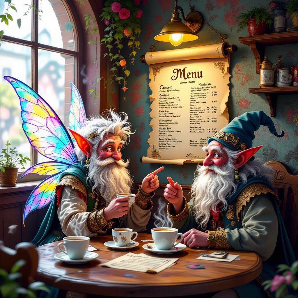 Enchanted Coffee Room With Whimsical Guests