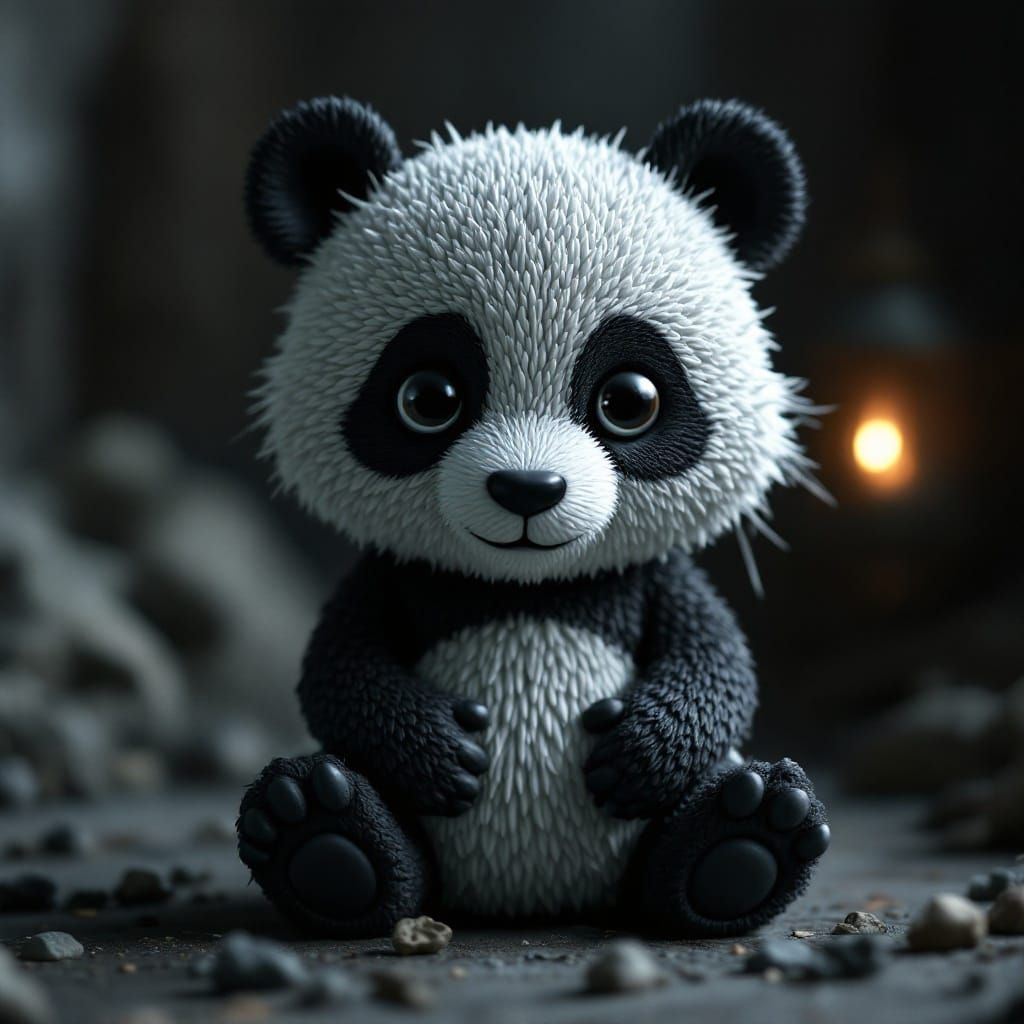 Surreal Claymation Panda in Whimsical World