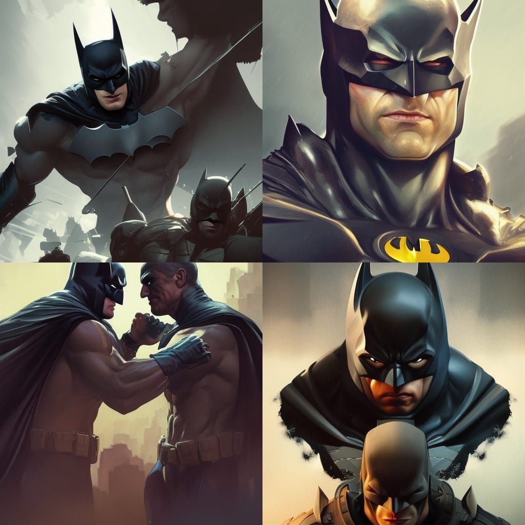 Batman vs Soldier: Hyperdetailed Splash Art Portrait