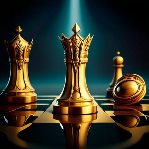 Ornate Gold Chess Knight Digital Art