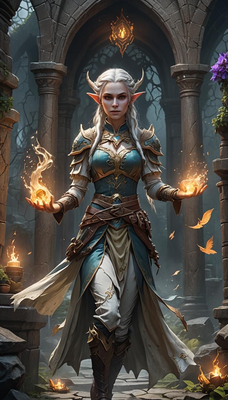 Elf Bard with Spirits: Fantasy Concept Art