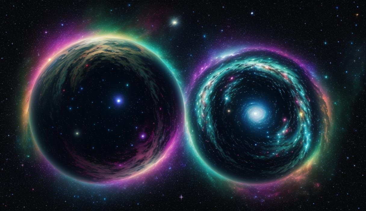 Mystical Galaxy Formation in Cosmic Art Style