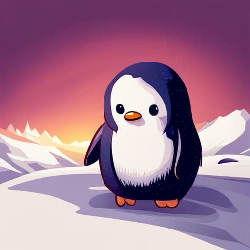 Cute Chibi Penguin with Cranky Expression
