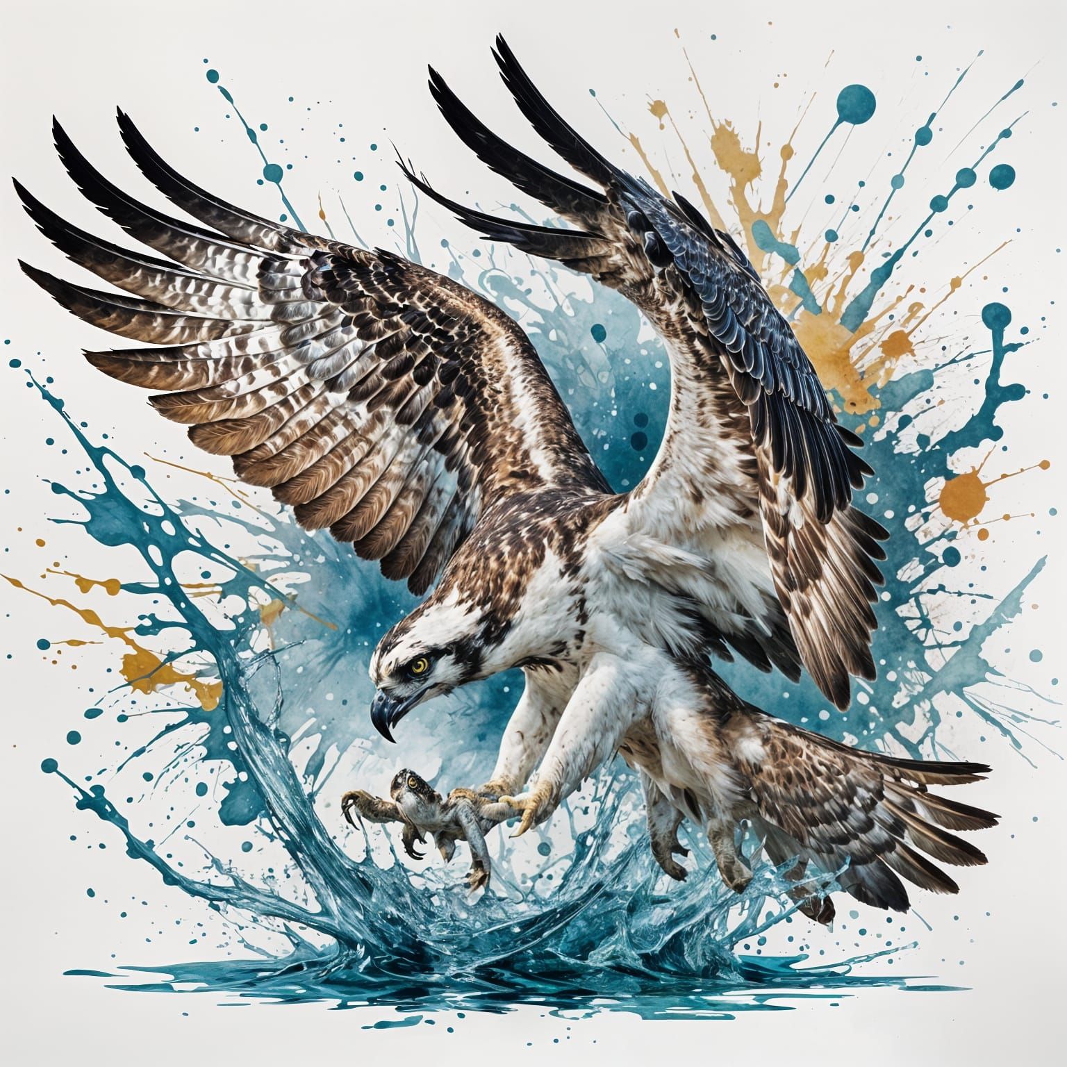 Osprey Hunting: Contemporary Splash Art Bird of Prey