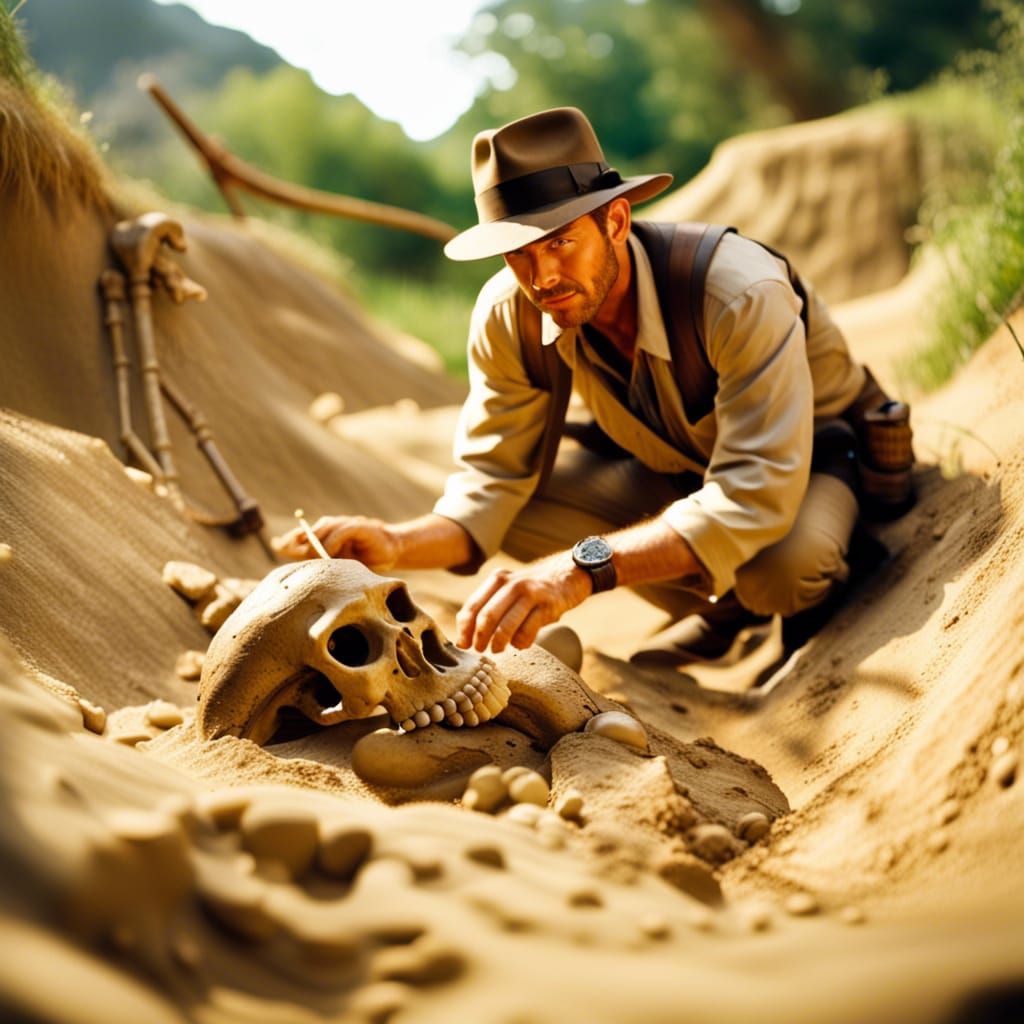 Indiana Jones Finds Dinosaur Fossil