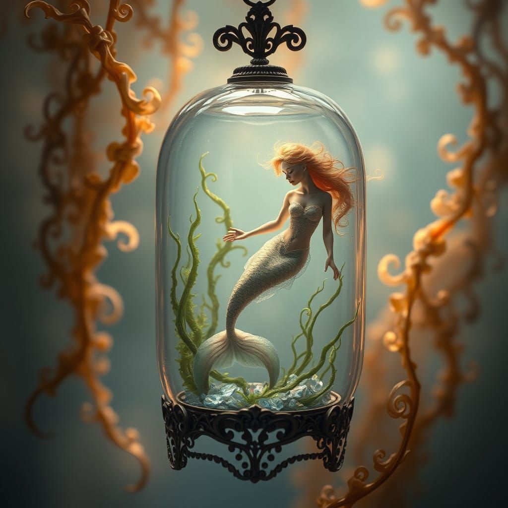 Ethereal Mermaid in Glass Container