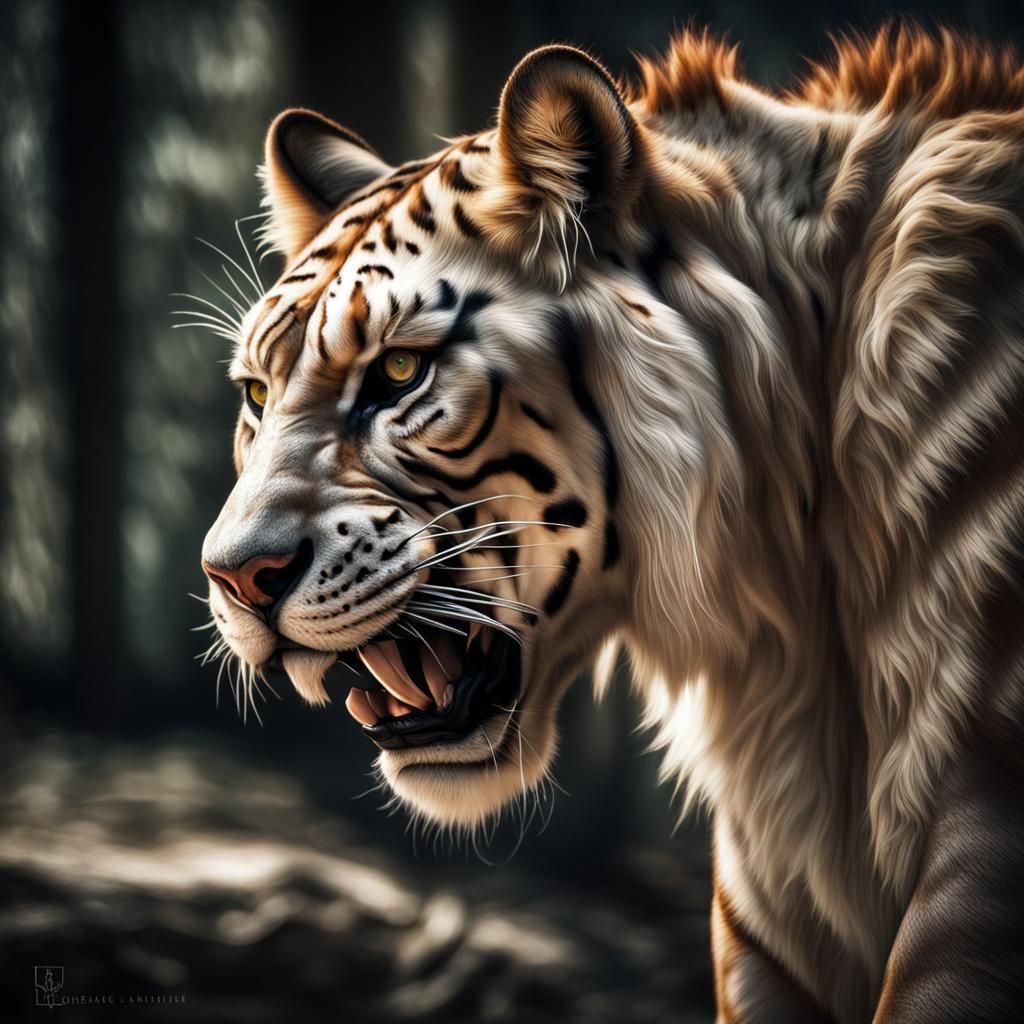 Hyperrealistic Liger Portrait in High Definition