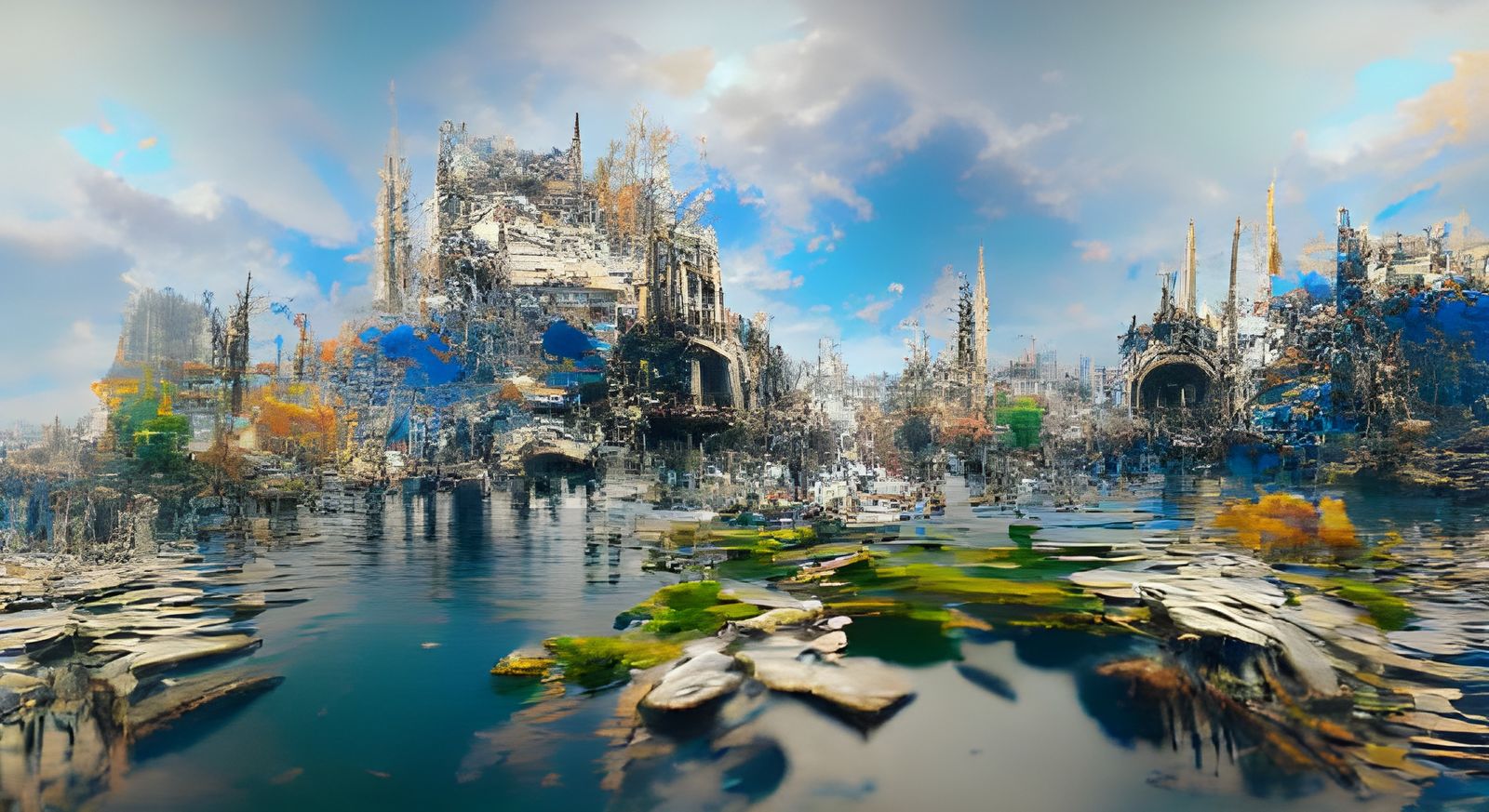 Intricate Castle Concept Art in Impressionism Style