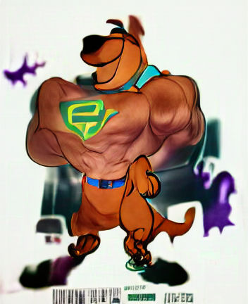 Muscular Cartoon Dog in Stylized Animation