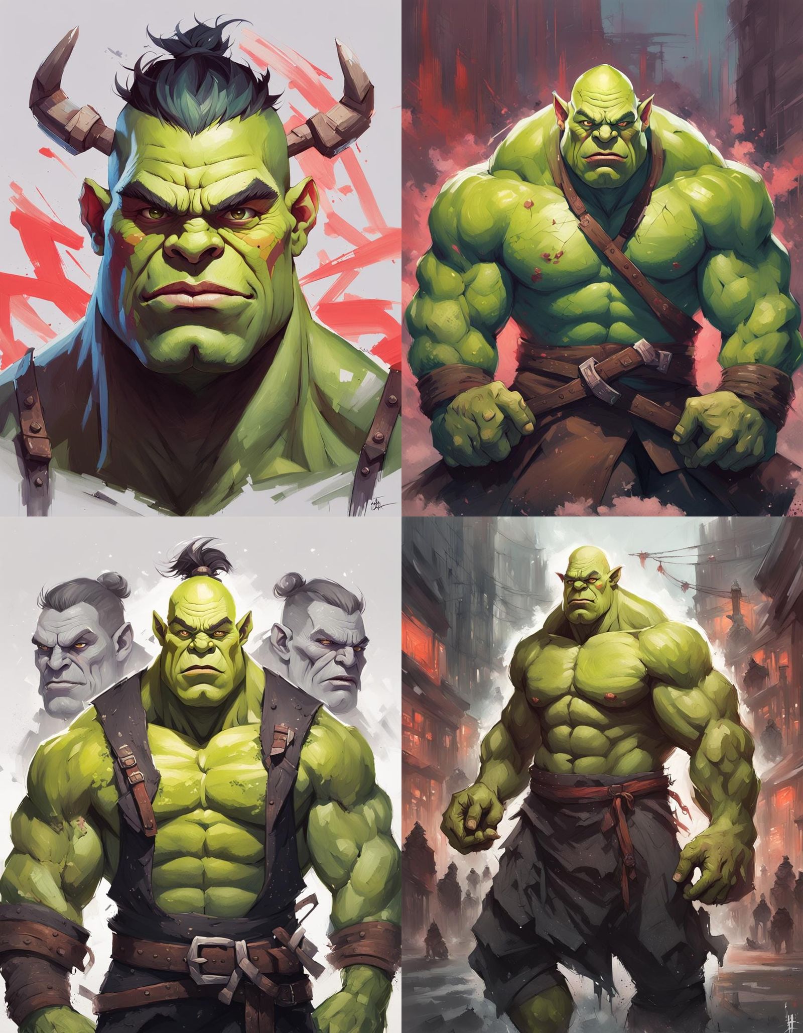 Hyper-Muscular Shrek NPC Portrait in Pop Surrealism Style