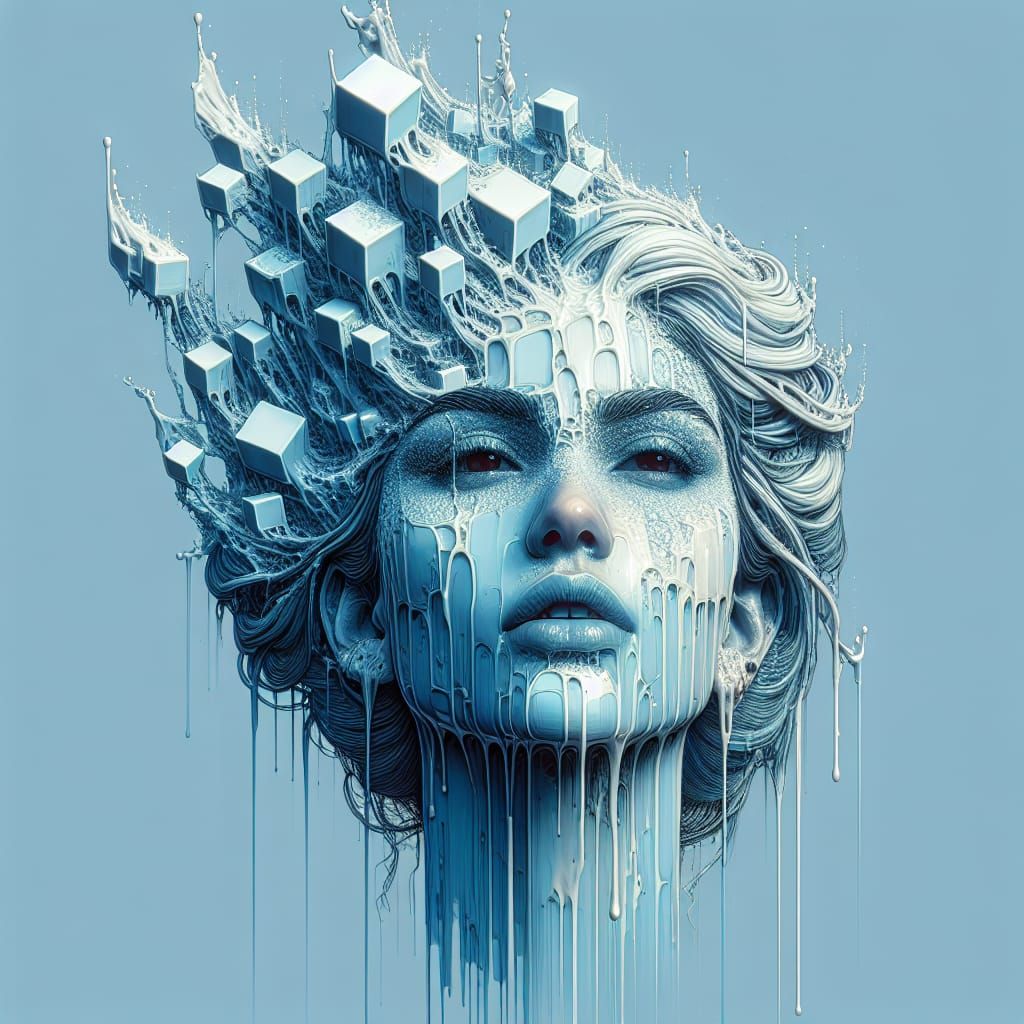 Ethereal Latina Portrait in Melting Graffiti Art Style