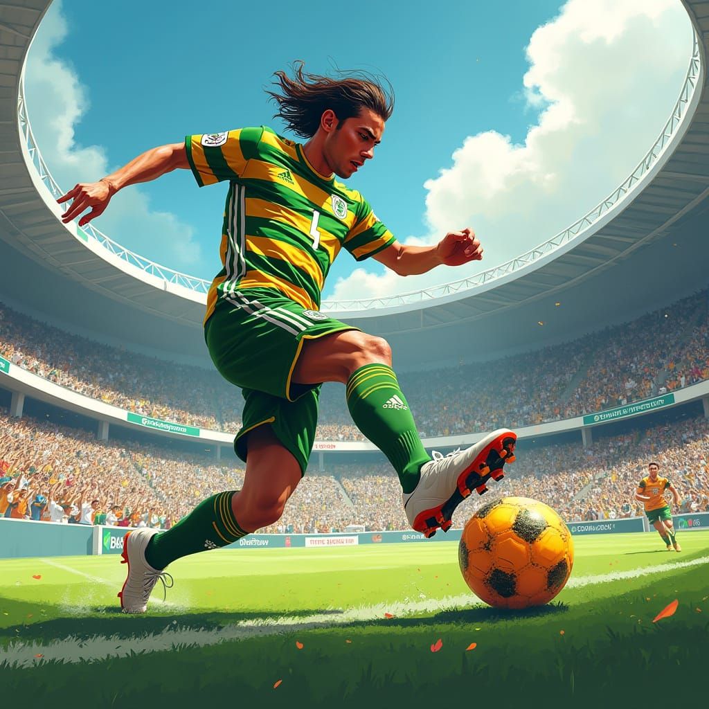 Soccer Star Scores Goal Against Real Madrid in Futuristic Sp...