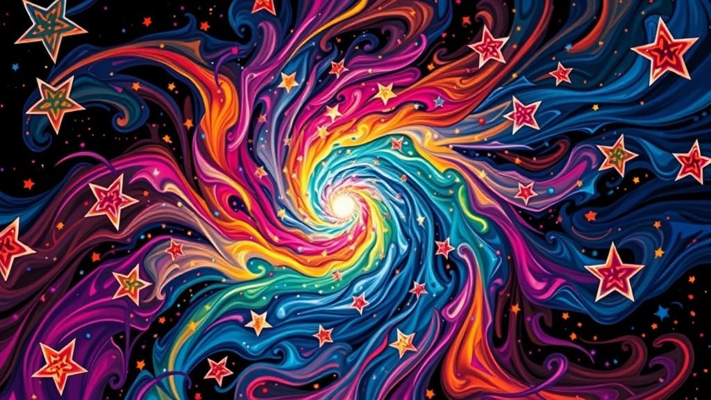 Rainbow Star Cluster in Cosmic Impasto Style